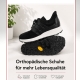 Bild von einem Paar orthopädische Schuhe und Beschreibung der Vorteile